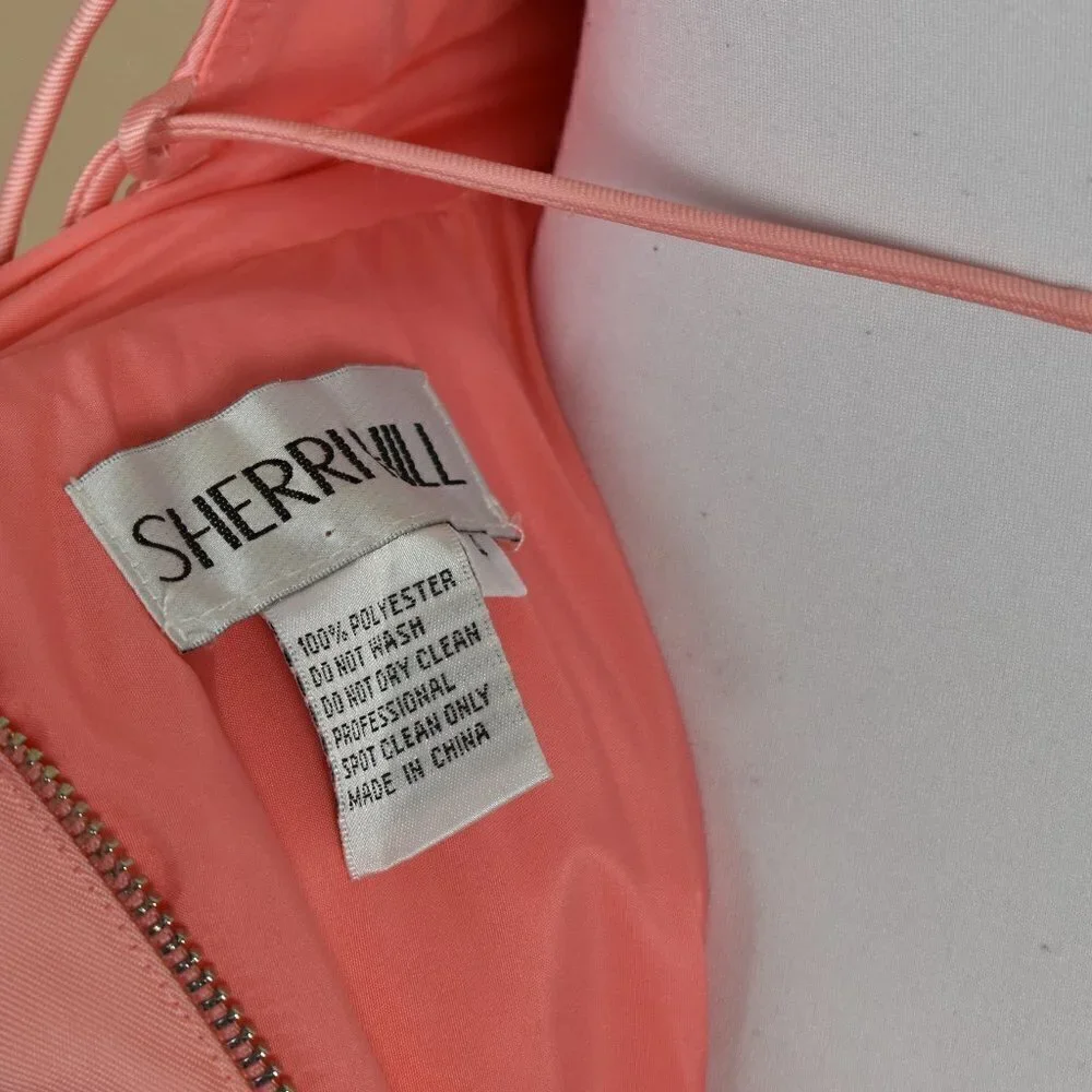 Sherri Hill 52821 V-Neck Ball Gown With Lace Up Back CORAL 4 - Picture 9 of 9